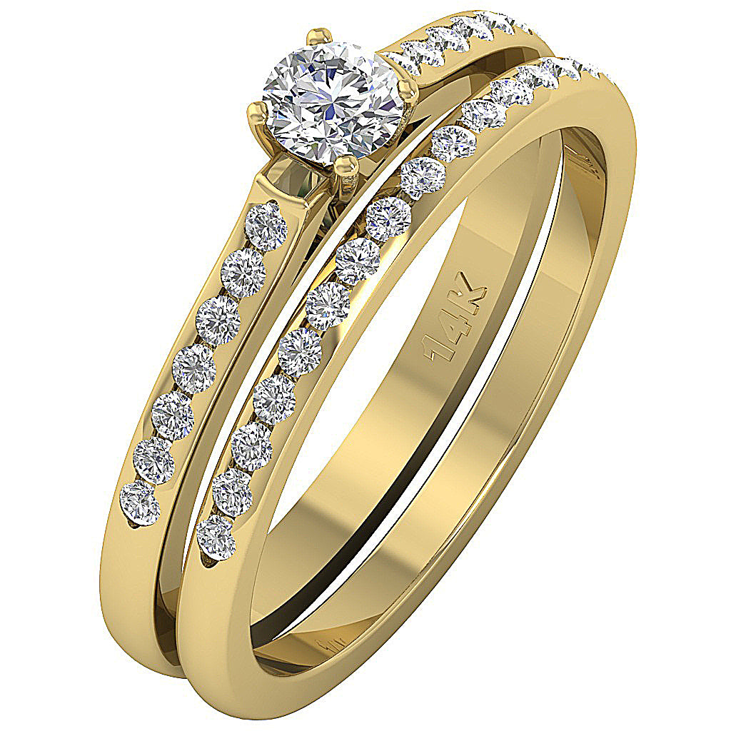 14kYellowGoldGenuineDiamondBridalRingProngSet