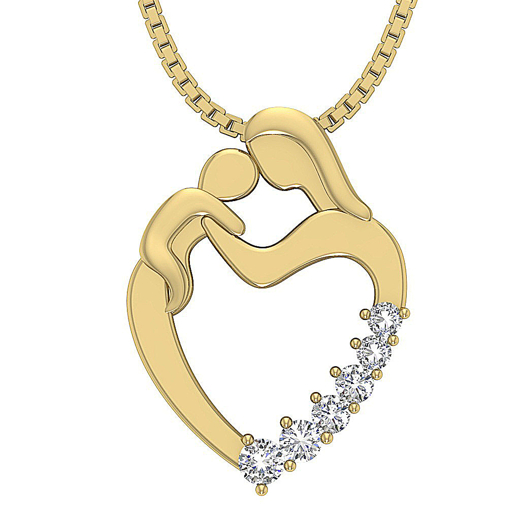 14kYellowGoldRoundDiamondHeartPendant