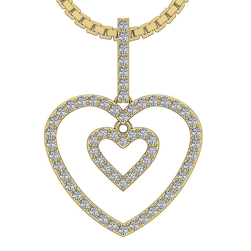 14kYellowGoldRoundDiamondHeartPendant