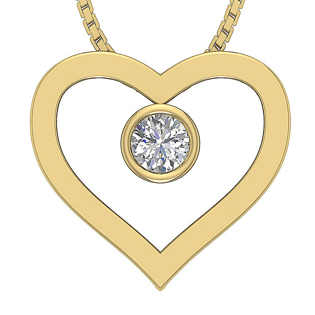 14kYellowGoldRoundDiamondHeartPendant