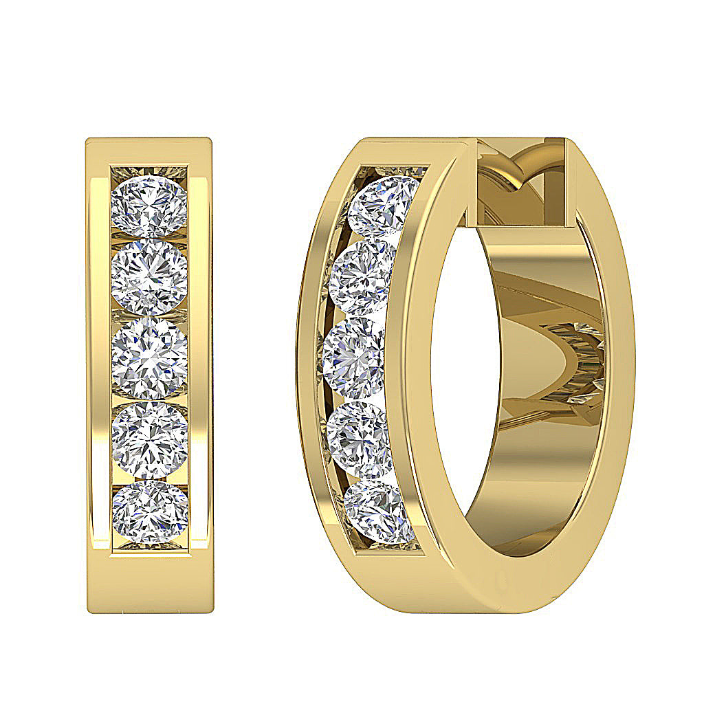 14kYellowGoldGenuineCutDiamondHoopsEarring