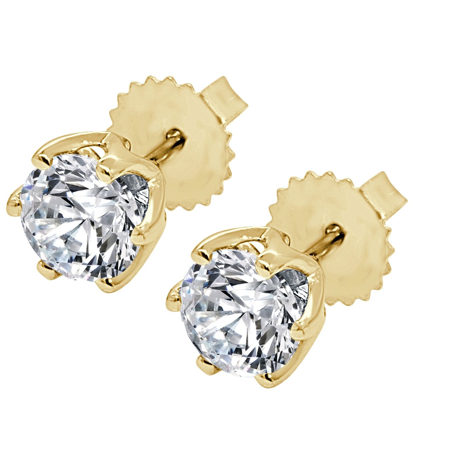 14k Yellow Gold Round Diamond Solitaire Studs Anniversary Earrings Prong Set