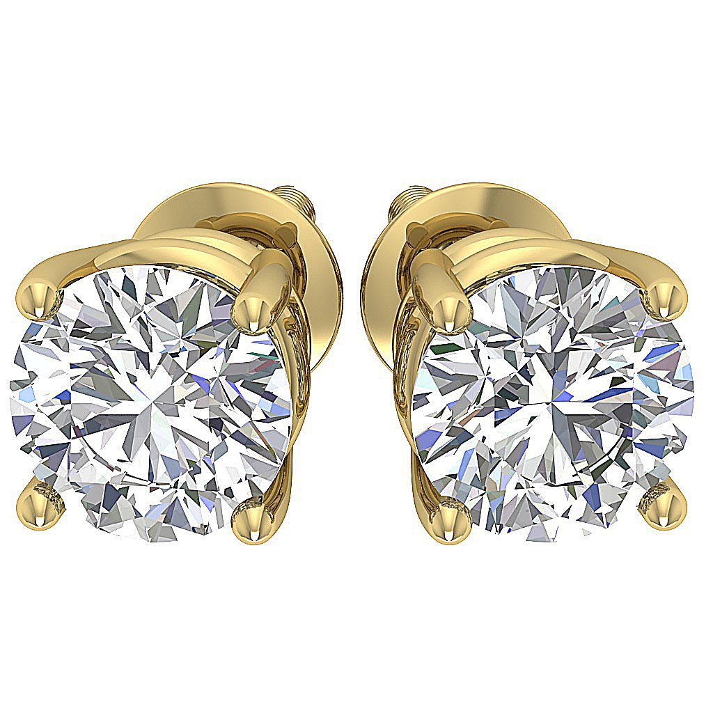 Solitaire Studs Earrings VS F 1.50-2.50 Ct Lab Grown Diamond 14k Solid Gold