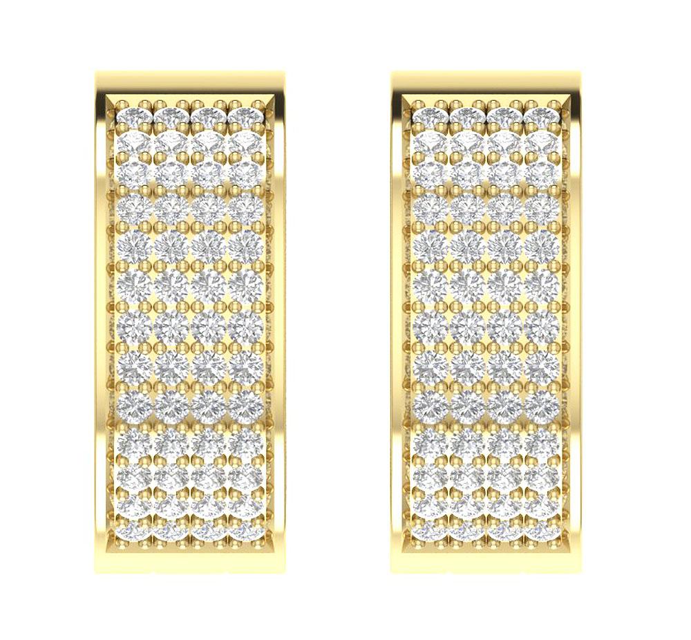 Natural Diamond Large Hoop Engagement Earrings VVS1/VS1/SI1/I1 1.25 Ct 18k/14k White Gold Prong Set