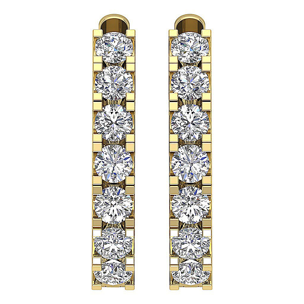Natural Diamond Large Hoop Engagement Earrings SI1/I1 G 1.00 Ct 18k/14k Rose Gold Prong Set