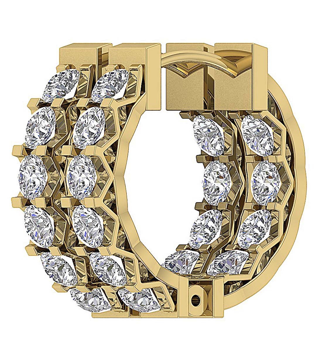 Designer Large Hoop Anniversary Earrings Round Diamond SI1/I1 G 3.50 Ct 18k/14k Solid Gold Prong Set