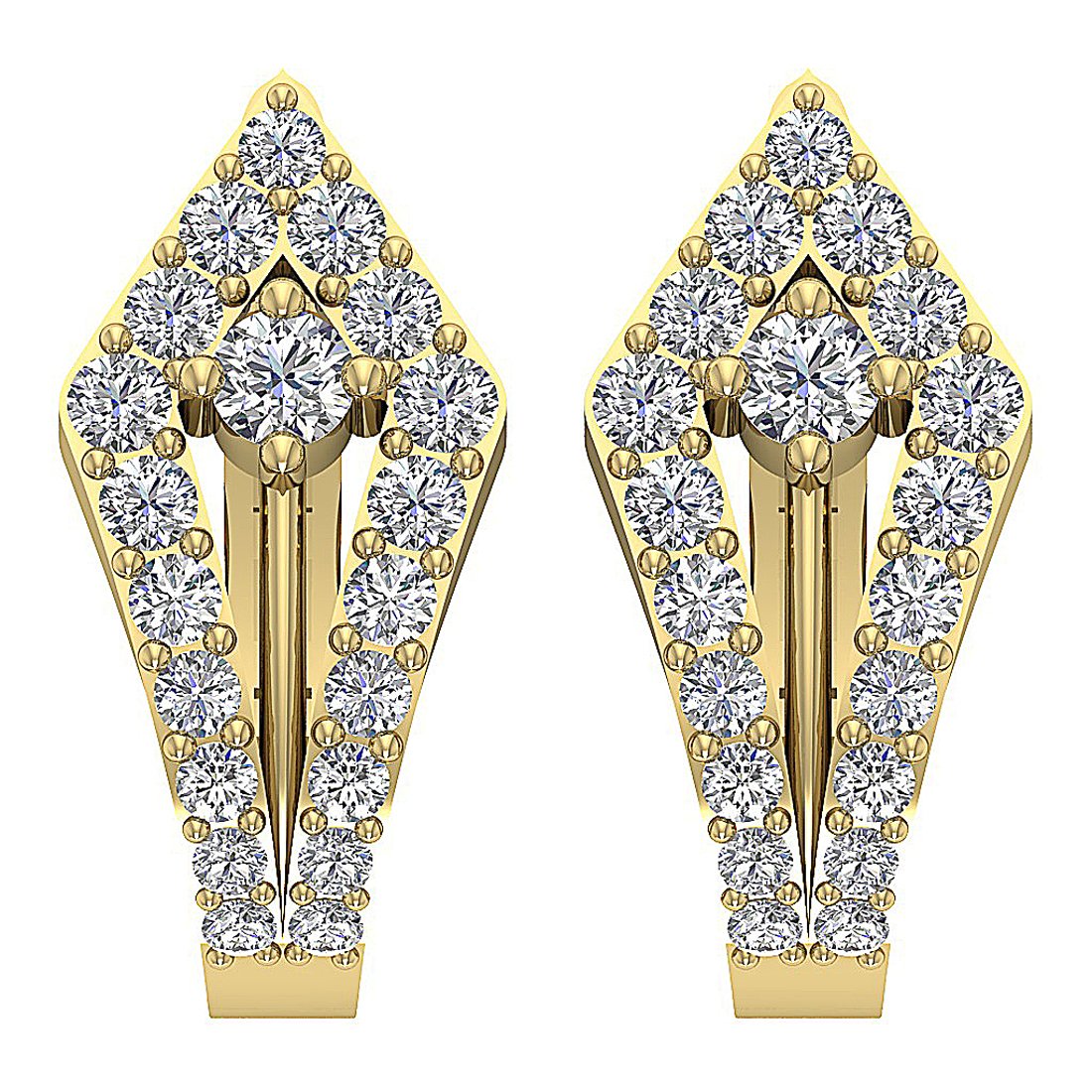 Medium Hoop Wedding Earrings Genuine Diamond VVS1/VS1/SI1/I1 0.90 Ct 18k/14k Solid Gold Prong Set