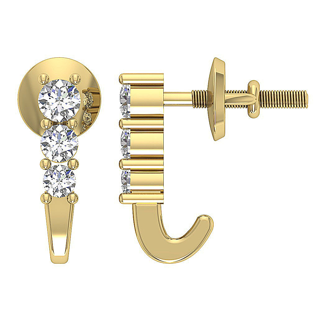 14kYellowGoldGenuineCutDiamondScrewBackEarring
