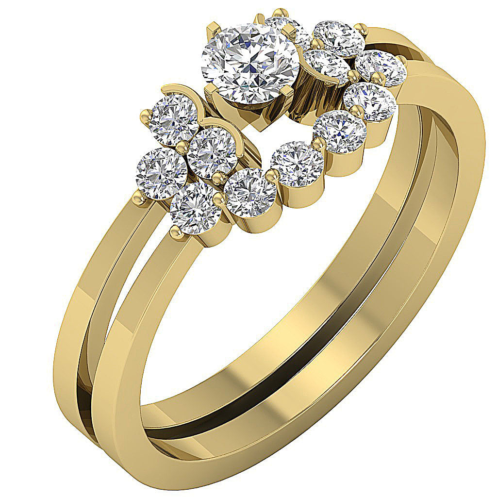 14kYellowGoldGenuineDiamondBridalRingSet
