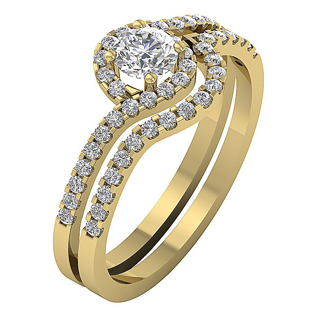 14kYellowGoldGenuineDiamondBridalRingSet