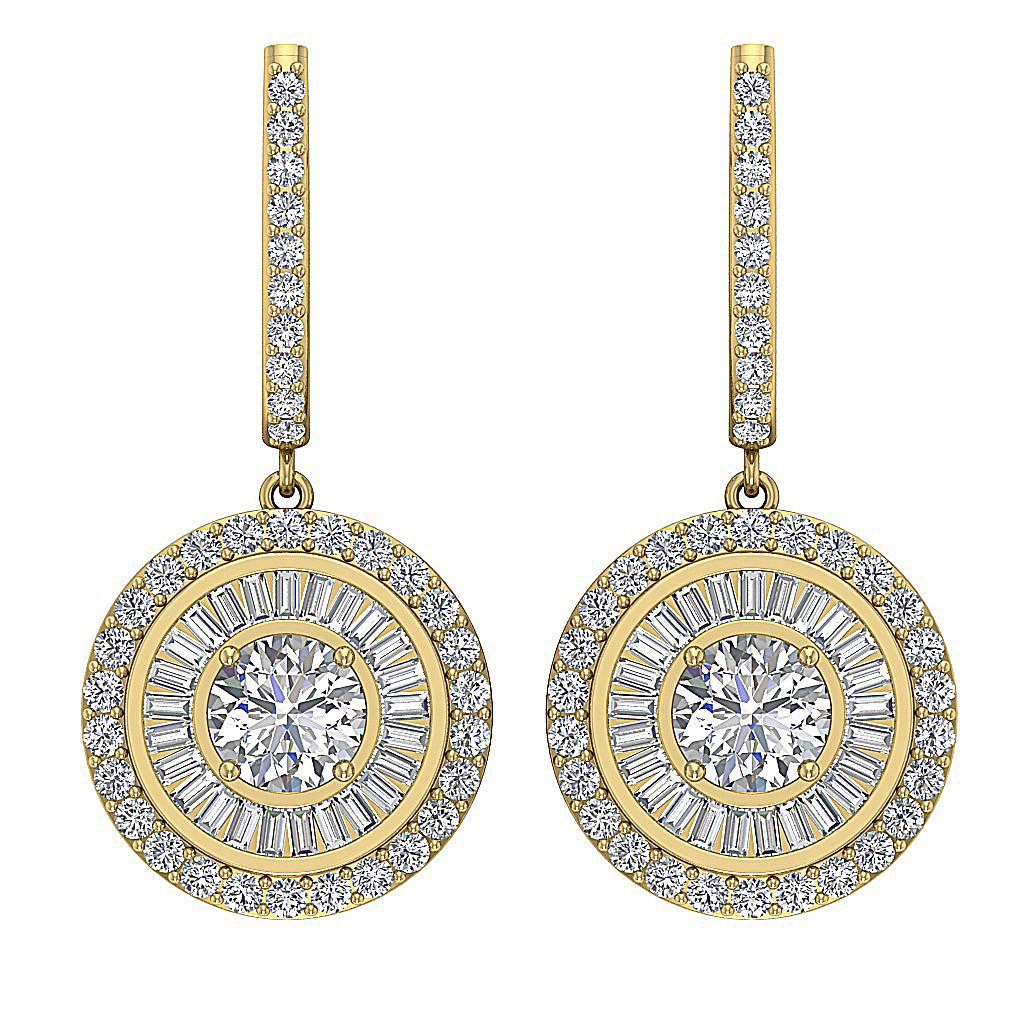 Chandelier Wedding Earring Genuine Diamond I1 G 3.40 Ct 14k Solid Gold Prong Channel Set