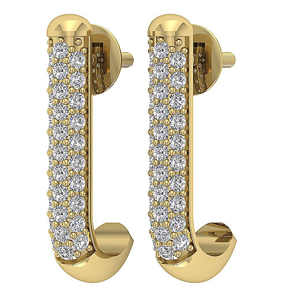SI1/I1 G 0.70 Ct Fashion Wedding Earrings Genuine Diamond 18k/14k Yellow Gold Prong Set