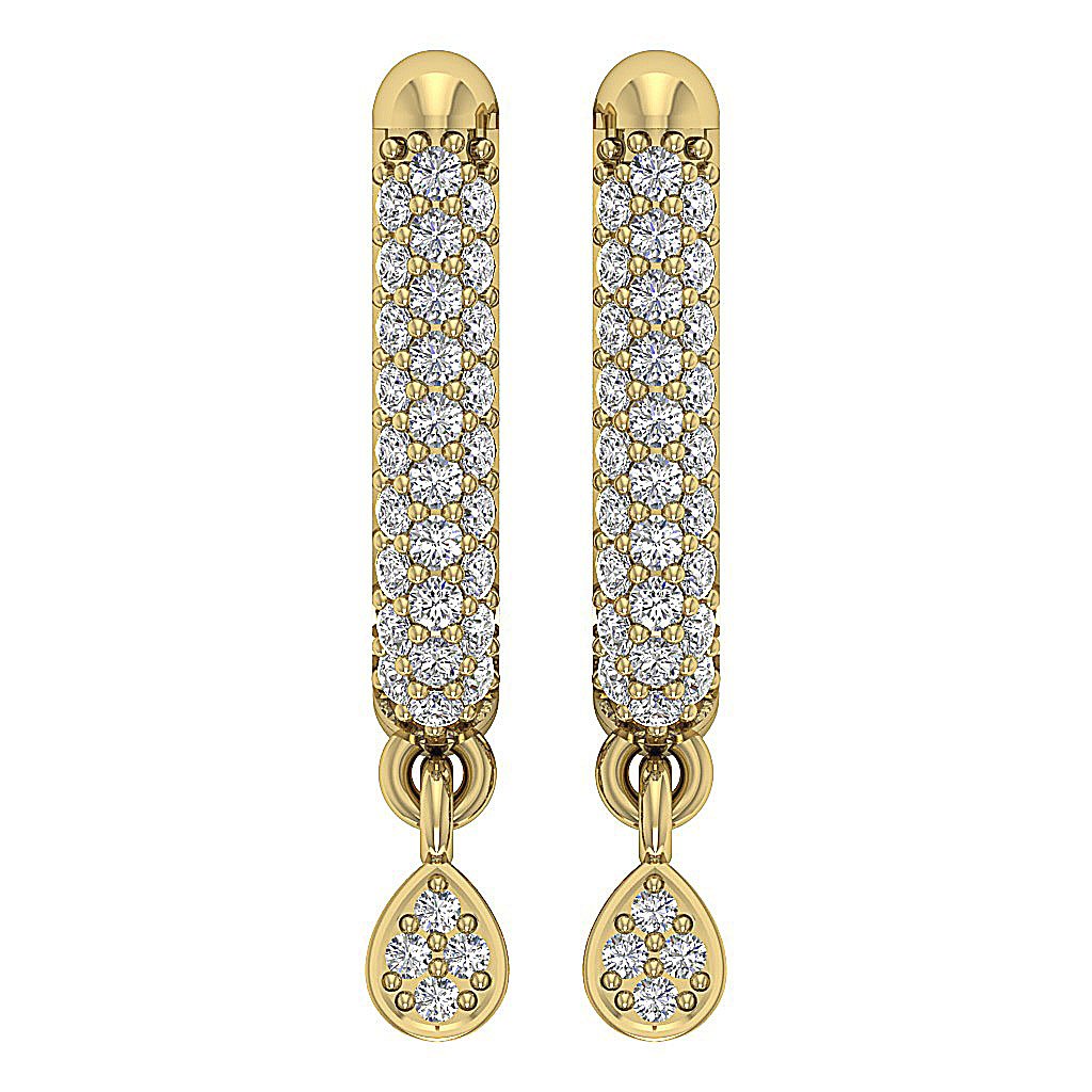 Natural Diamond Medium Hoop Engagement Earrings VVS1/VS1/SI1/I1 0.70 Ct 18k/14k White Gold Pave Set