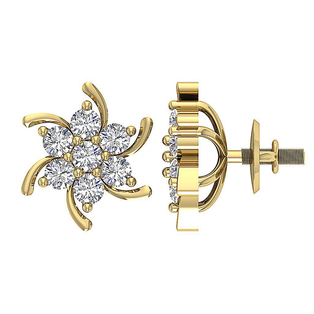 Solitaire Studs Engagement Earring Natural Diamond SI1/I1 G 0.60 Ct 18k/14k Solid Gold Prong Set