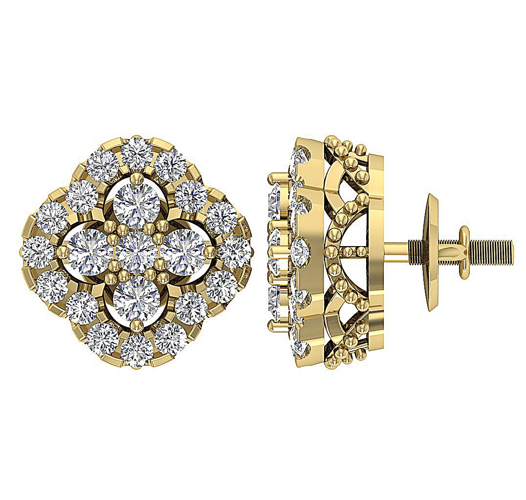 Solitaire Studs Anniversary Earring Round Diamond SI1/I1 G 0.80 Ct 18k/14k Solid Gold Prong Set