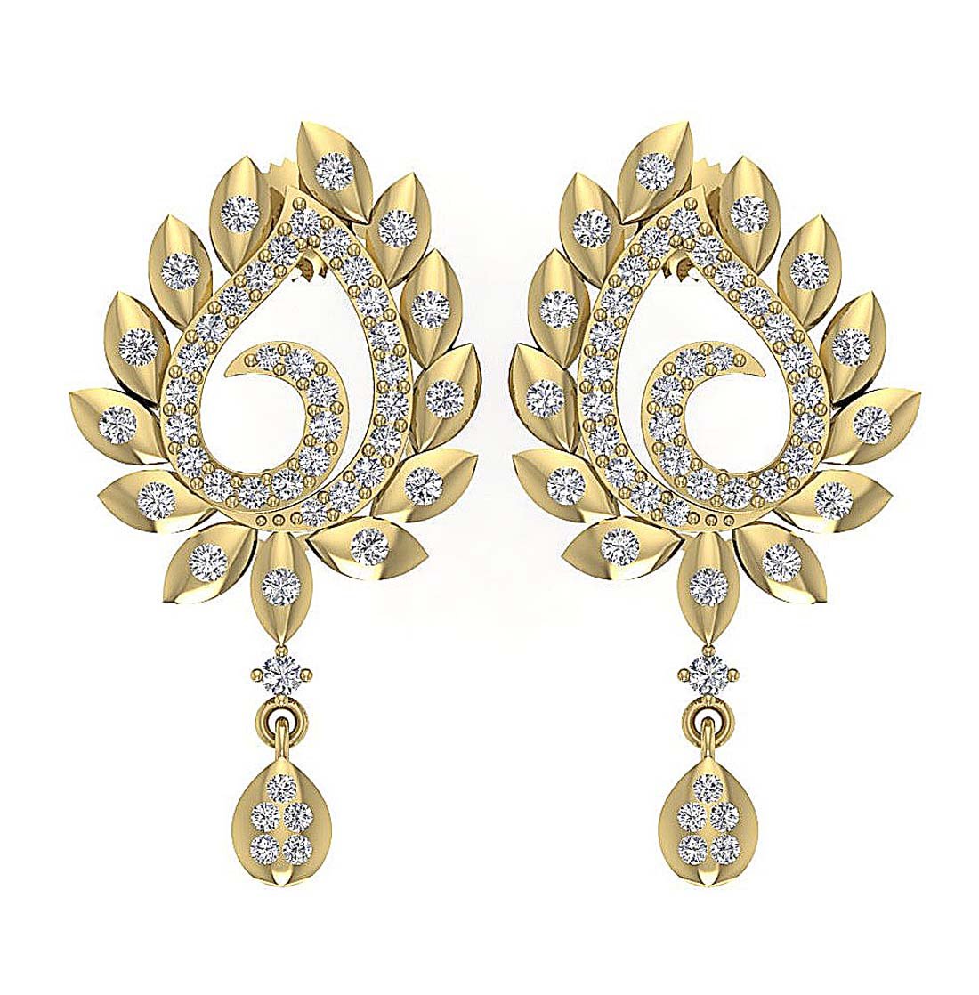 Prong Bezel Set Fashion Wedding Earrings Genuine Diamond SI1/I1 G 0.85 Ct 18k/14k White Yellow Rose Gold