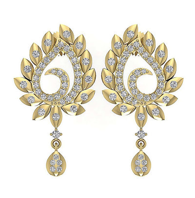 Prong Bezel Set Fashion Wedding Earrings Genuine Diamond SI1/I1 G 0.85 Ct 18k/14k White Yellow Rose Gold