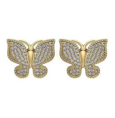 Natural Diamond Fashion Engagement Earrings SI1/I1 G 0.50 Ct 18k/14k White Gold Prong Bezel Set