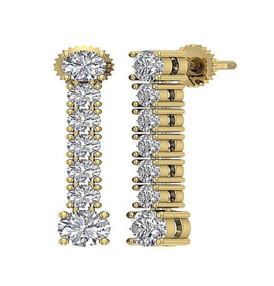SI1/I1 G 1.50 Ct Dangle Wedding Earrings Genuine Diamond 18k/14k Yellow Gold Prong Set