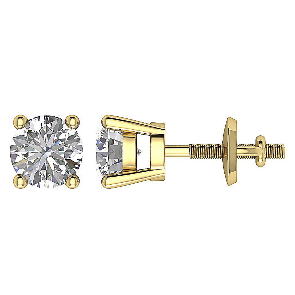 Solitaire Studs Earrings SI1 G 0.85 Ct Natural Diamond 14k / 18k Solid Gold