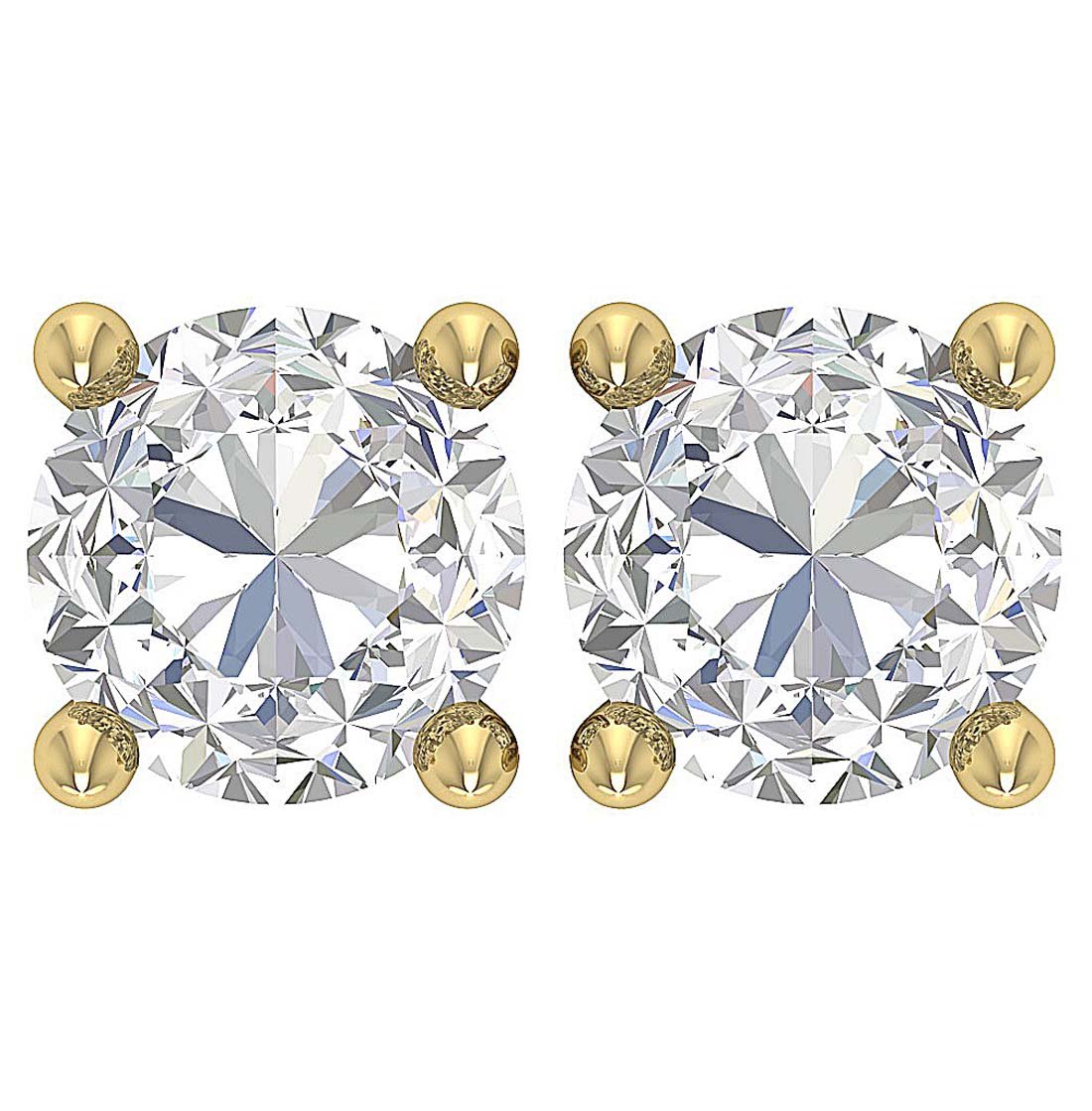 14k/18k Solid Gold Genuine Diamond I1 G 1.50 Ct Designer Solitaire Stud Earring Set