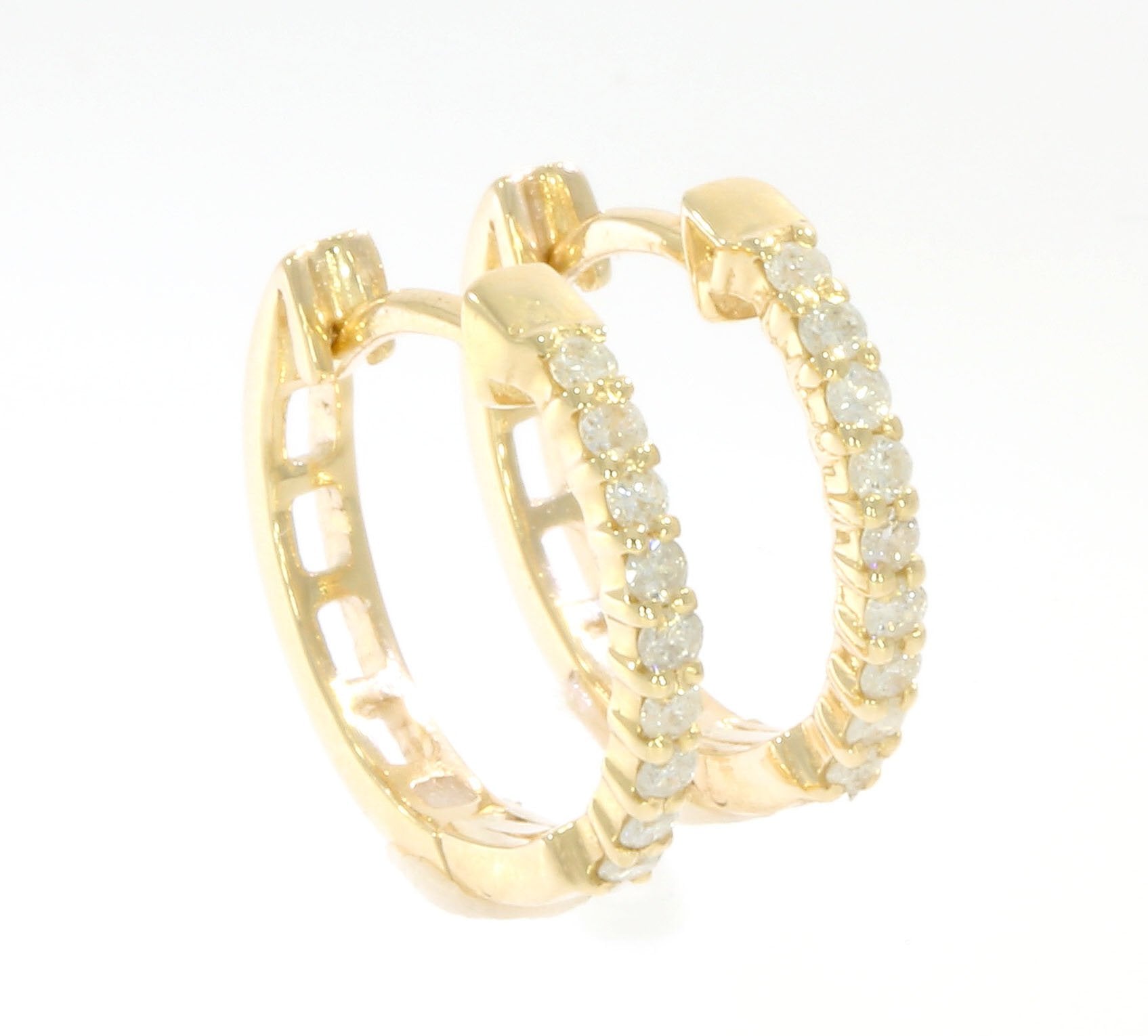 Round Hoop Engagement Earrings Natural Diamond VS1 E 0.25 Ct 14k/18k Solid Gold Prong Set