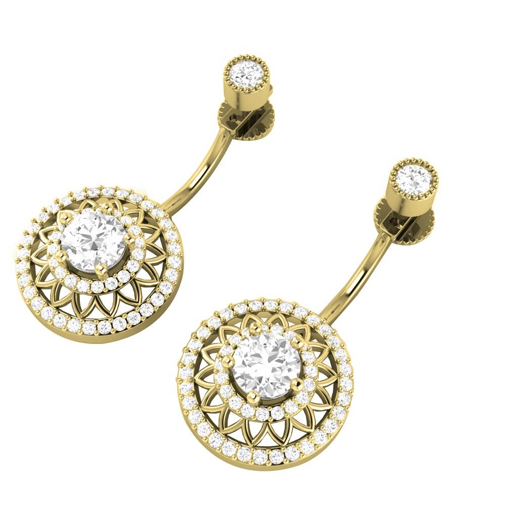 Prong Bezel Set Chandelier Anniversary Earring Round Diamond SI1/I1 G 3.00 Ct 18k/14k White Gold