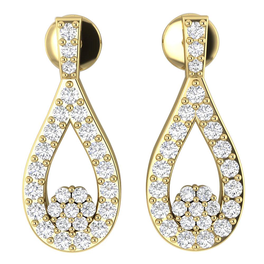 Round Diamond Chandelier Anniversary Earrings VVS1/VS1/SI1/I1 0.50 Ct 18k/14k White Gold Prong Set