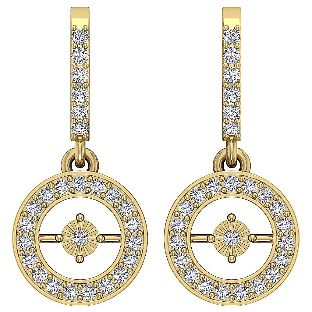 18k/14k Rose Gold Dangle Anniversary Earrings Round Diamond VVS1/VS1/SI1/I1 G 1.00 Ct Prong Bezel Set