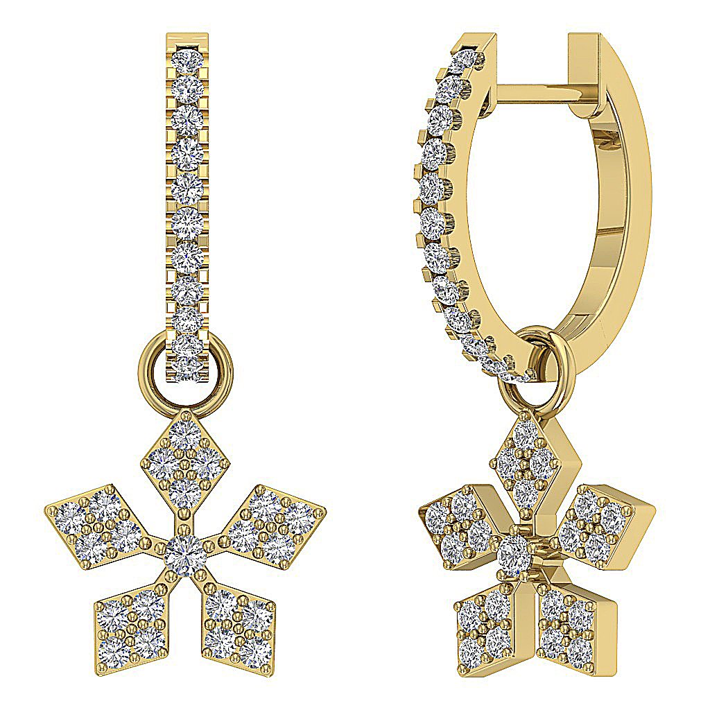 VVS1/VS1/SI1/I1 0.80 Ct Dangle Anniversary Earrings Round Diamond 18k/14k Yellow Gold Prong Set