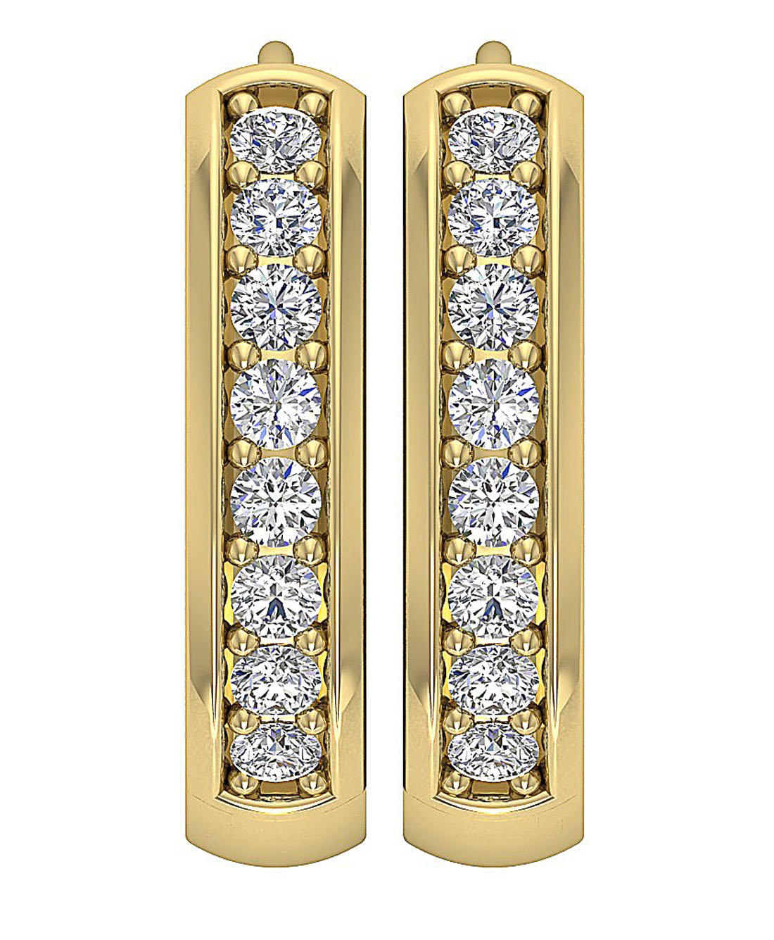 SI1/I1 G 0.30 Ct Inside Outside Hoop Engagement Earrings Natural Diamond 18k/14k Yellow Gold Prong Set