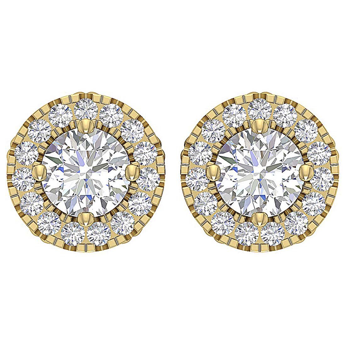 14k Solid Gold Round Diamond SI1/I1 G 1.55 Ct Removable Jacket Studs Earrings