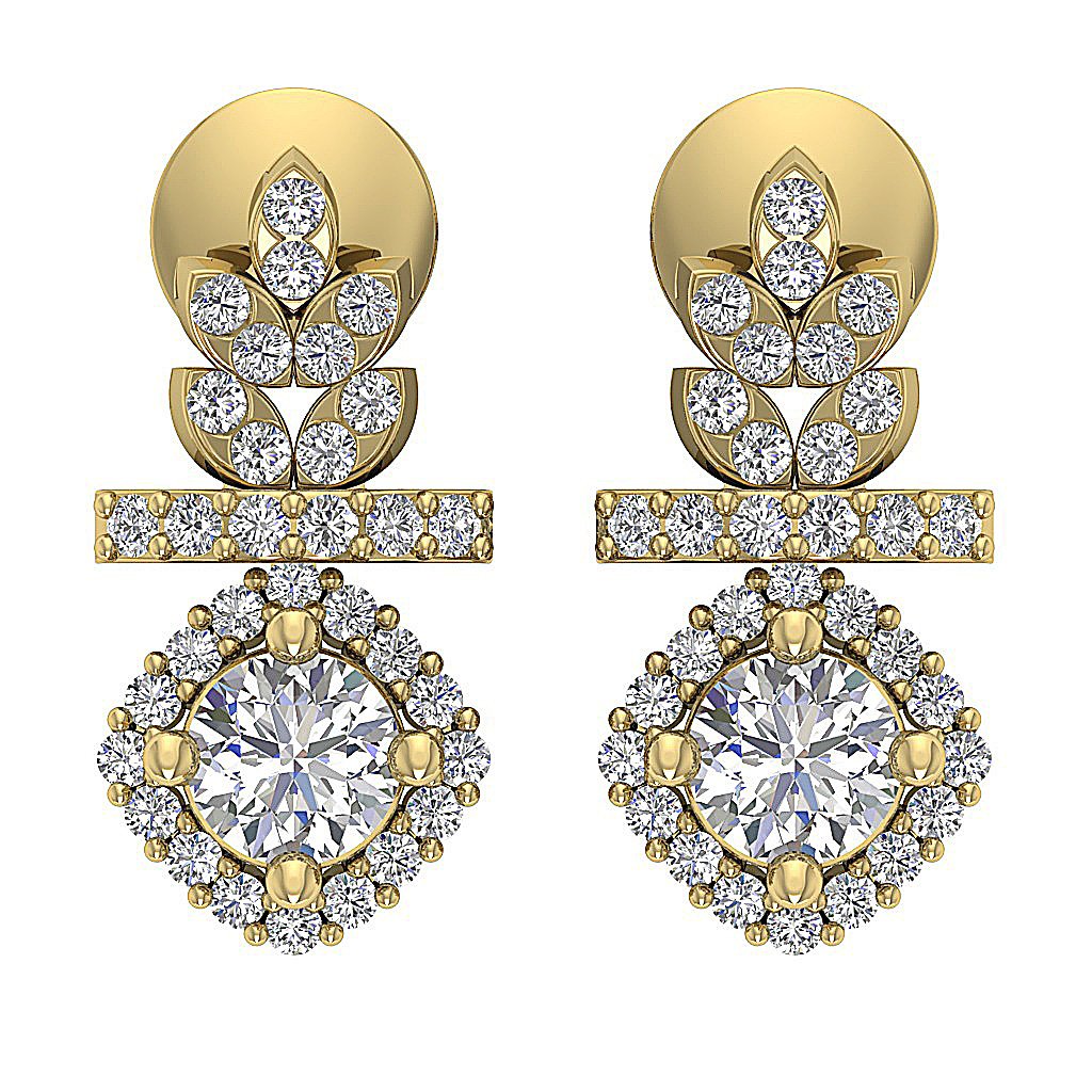 18k/14k Rose Gold Chandelier Anniversary Earring Round Diamond SI1/I1 G 0.85 Ct Prong Set