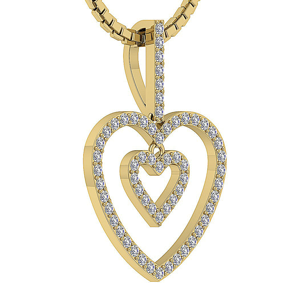 14kYellowGoldNaturalCutDiamondHeartPendant