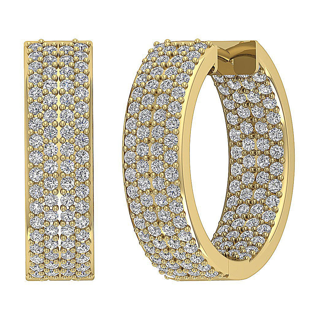 Inside Outside Hoop Anniversary Earrings Round Diamond VVS1/VS1/SI1/I1 1.25 Ct 18k/14k Solid Gold Pave Set