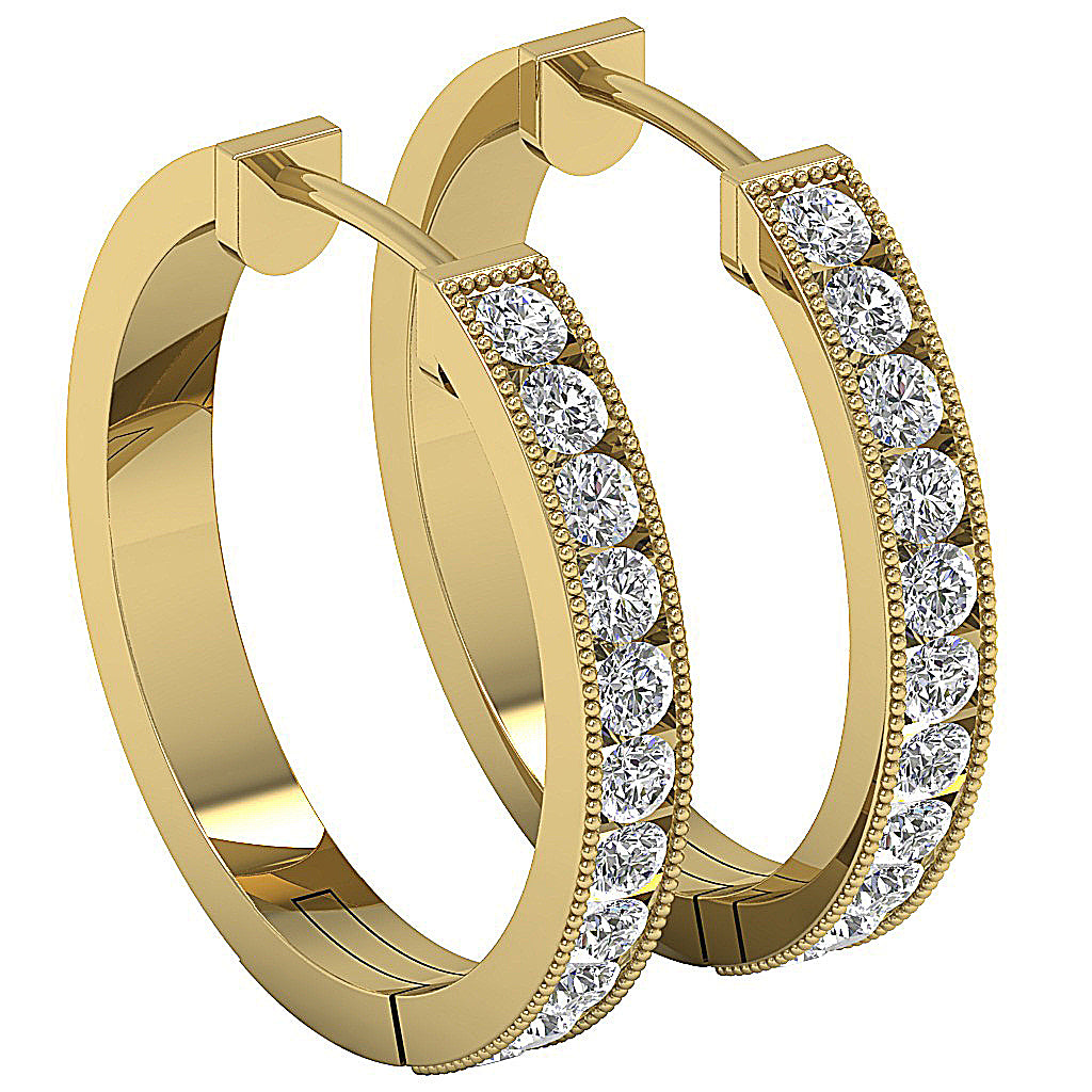14kYellowGoldGenuineCutDiamondHoopsEarring