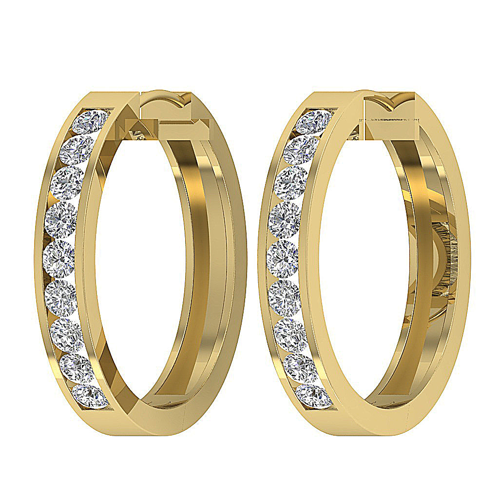 14kYellowGoldGenuineDiamondHoopsEarring