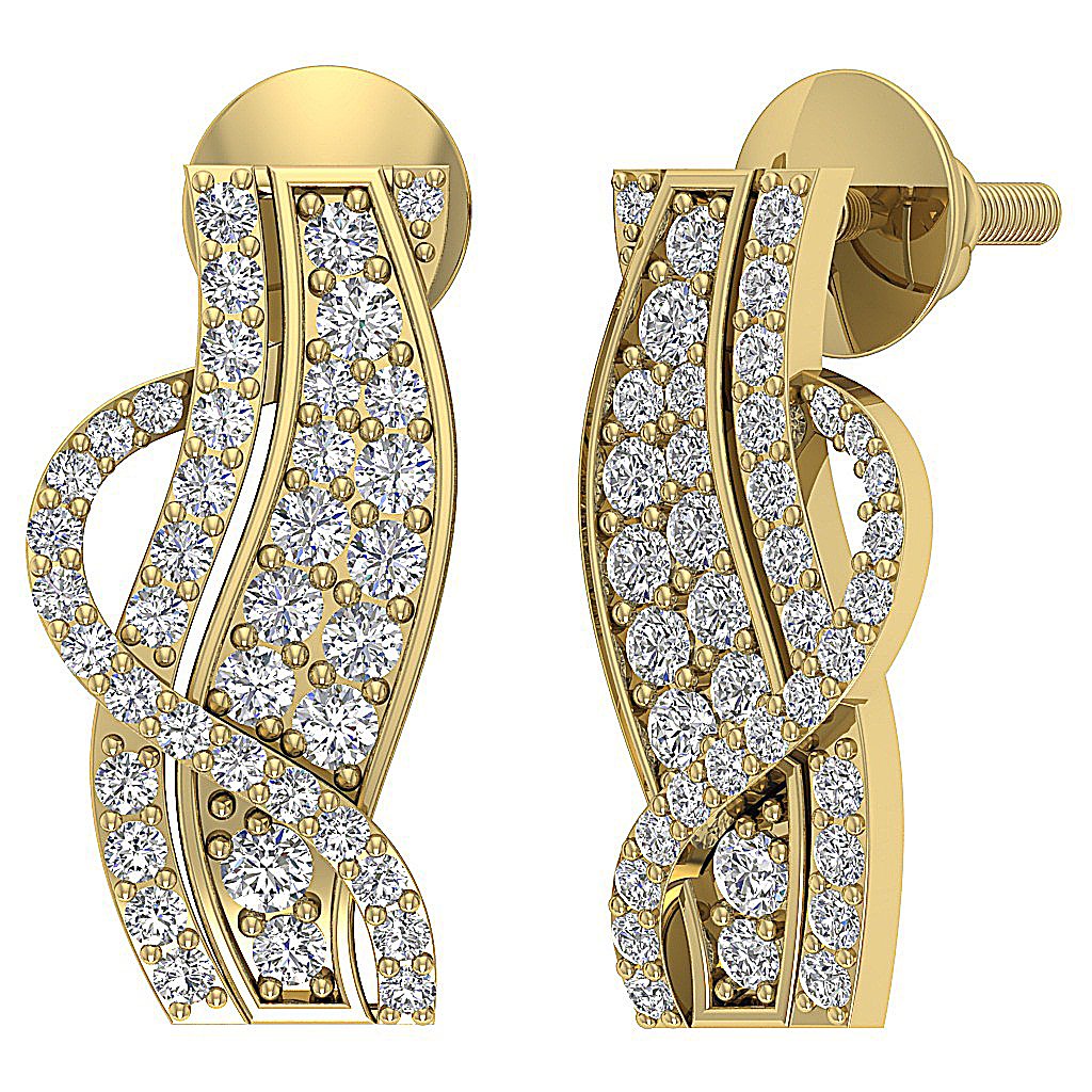 Designer Huggie Anniversary Earrings Round Diamond SI1/I1 G 0.75 Ct 18k/14k Solid Gold Prong Set