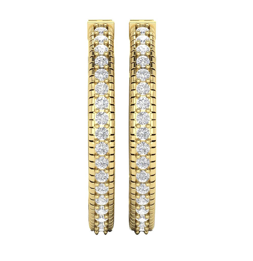 18k/14k Solid Gold Large Hoop Engagement Earrings Natural Diamond VVS1/VS1/SI1/I1 1.65 Ct Prong Set