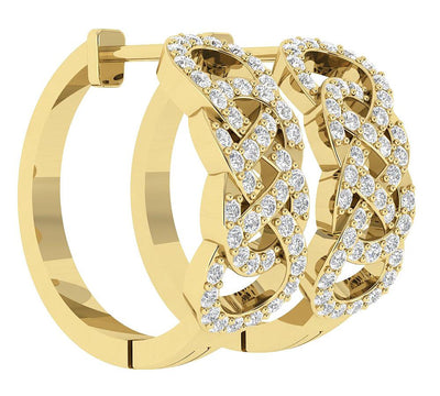 SI1/I1 G 1.00 Ct Large Hoop Wedding Earrings Genuine Diamond 18k/14k Yellow Gold Prong Set