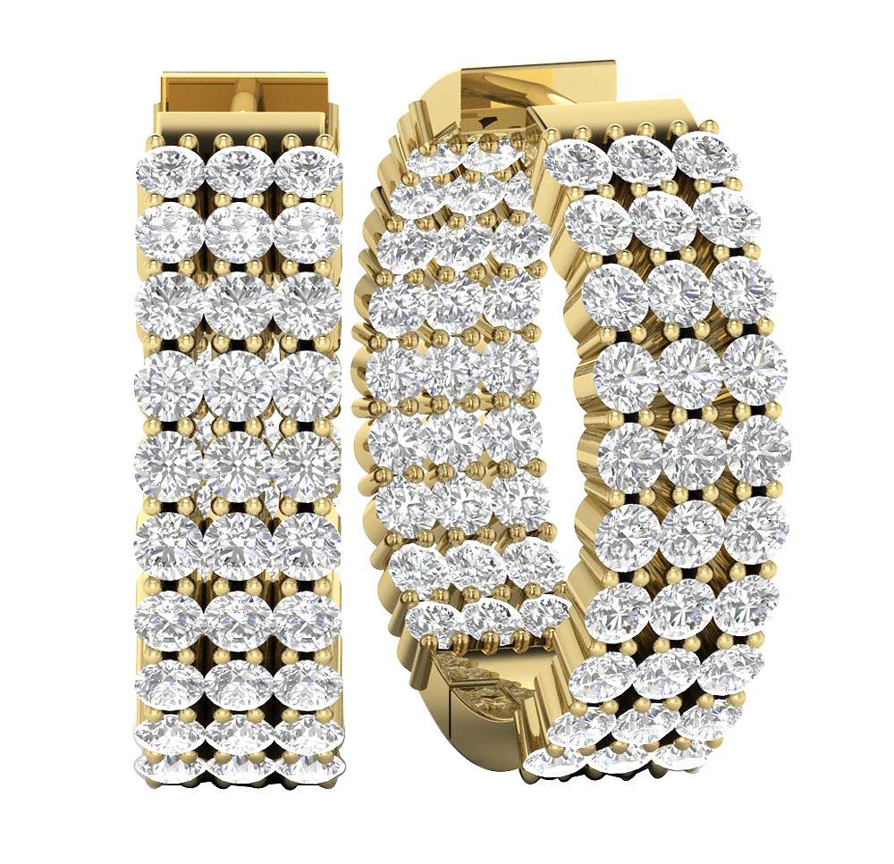 Inside Outside Large Hoop Wedding Earrings Genuine Diamond VVS1/VS1/SI1/I1 2.00 Ct 18k/14k Solid Gold Prong Set