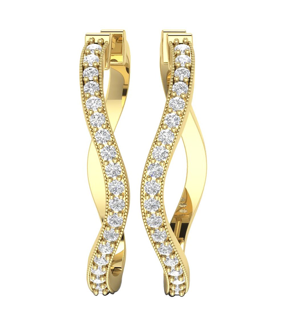 18k/14k Rose Gold Large Hoop Anniversary Earrings Round Diamond SI1/I1 G 1.25 Ct Prong Set