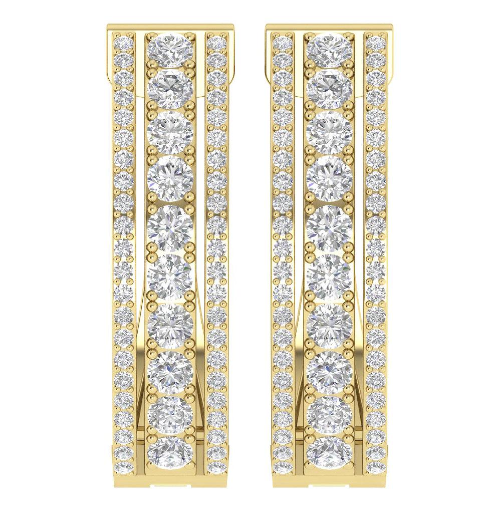 Large Hoops Engagement Earrings Natural Diamond VS1/SI1/I1 2.20Ct 18k/14k Solid Gold Prong Set
