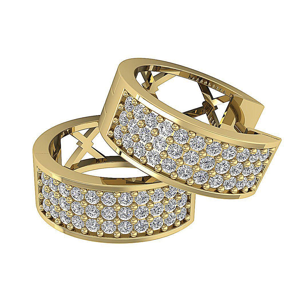 14kYellowGoldNaturalDiamondHoopsEarring