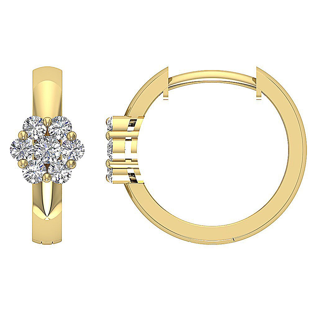 Medium Hoop Anniversary Earrings Round Diamond VVS1/VS1/SI1/I1 0.50 Ct 18k/14k Solid Gold Prong Set