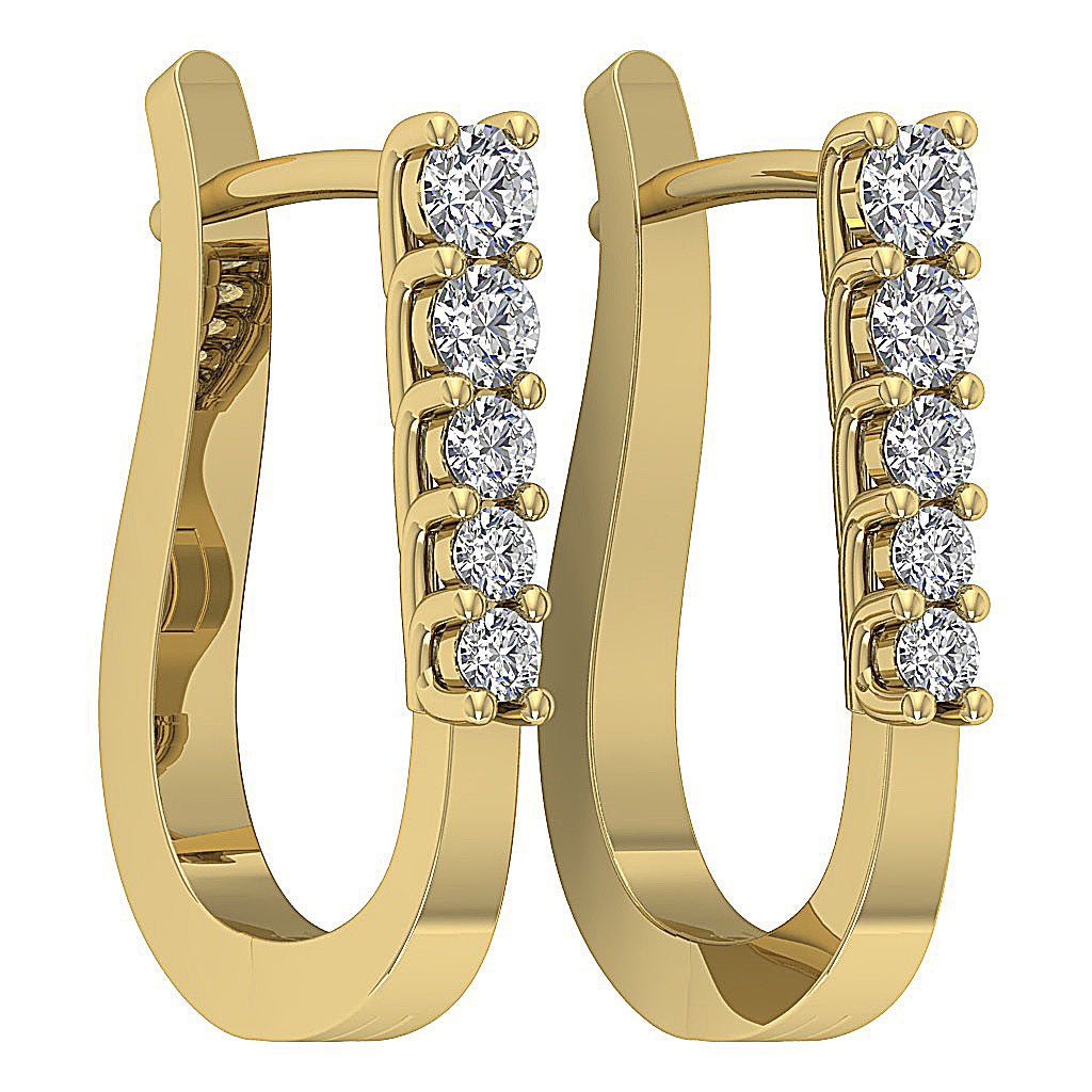 14kYellowGoldGenuineDiamondMediumHoopsEarring