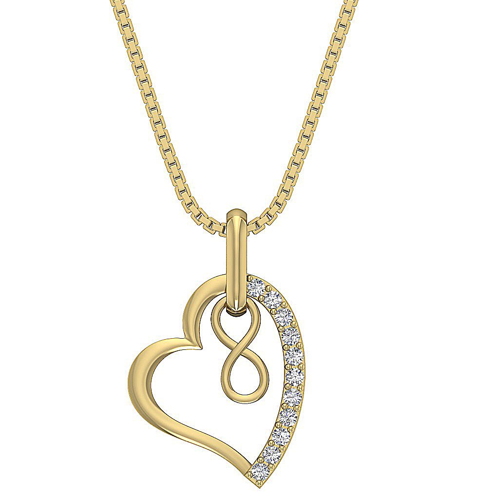 Designer Heart Pendant SI1/I1 G 0.20 Carat Round Diamond 14k/18k Solid Gold
