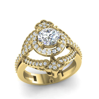 I1 G 1.50 Carat Designer Antique Wedding Ring 14k Solid Gold Round Diamond