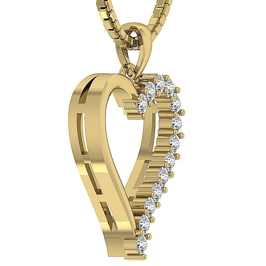 14kYellowGoldGenuineCutDiamondHeartPendant