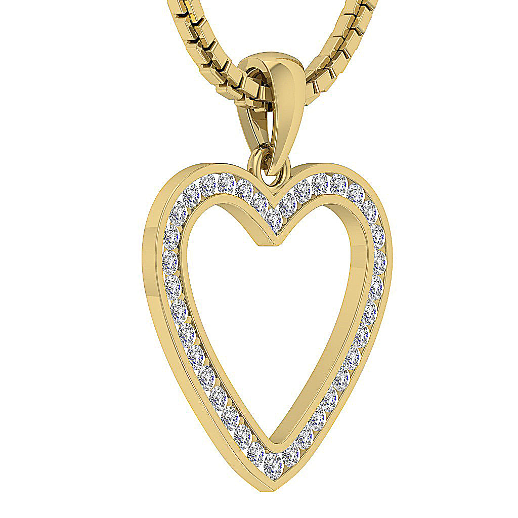 14kYellowGoldGenuineCutDiamondHeartPendant